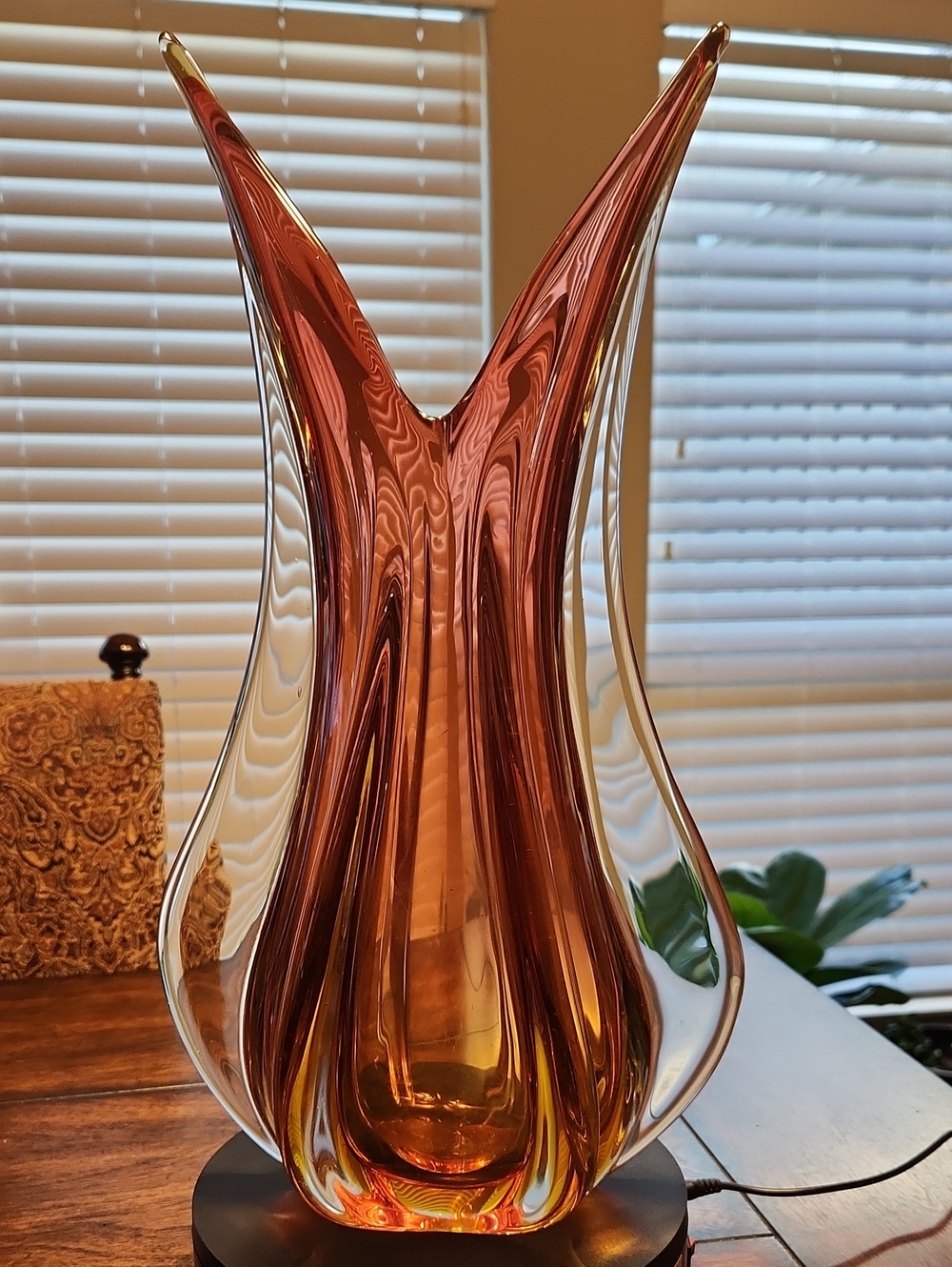 17” Flavio Poli for Seguso Sommerso Glass Vase - Amber to Ruby - 8lbs